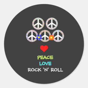 Peace, Love and Rock 'n' Roll  Classic Round Sticker