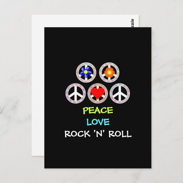 Peace, Love and Rock 'n' Roll, Postcard (Front/Back)