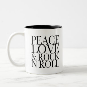 Peace Love and Rock 'N Roll Two-Tone Coffee Mug