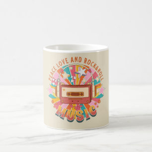 Peace love and rock & roll coffee mug