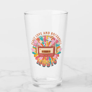 Peace love and rock & roll glass
