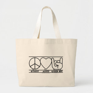Peace Love and RockOn Large Tote Bag