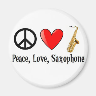 Peace, Love, and Saxophone Magnet