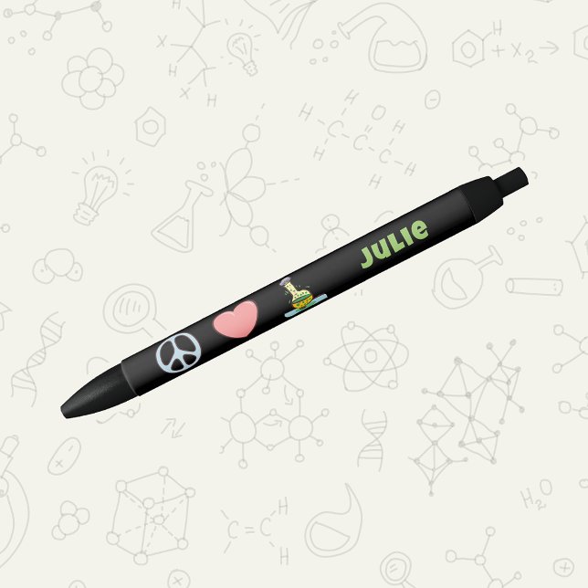 Peace Love and Science with Name Black Ink Pen (Creator Uploaded)