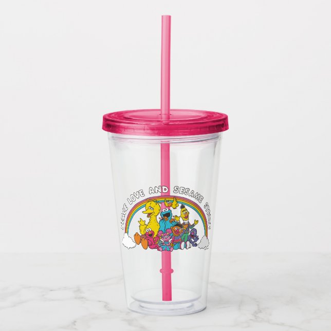 Peace, Love and Sesame Street Acrylic Tumbler (Front)