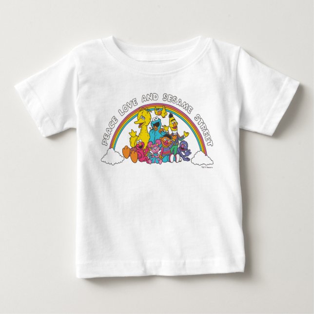 Peace, Love and Sesame Street Baby T-Shirt (Front)
