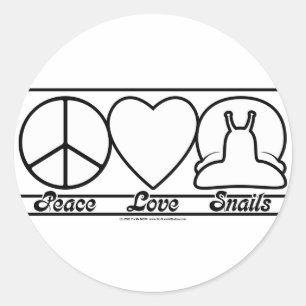 Peace Love and Snails Classic Round Sticker