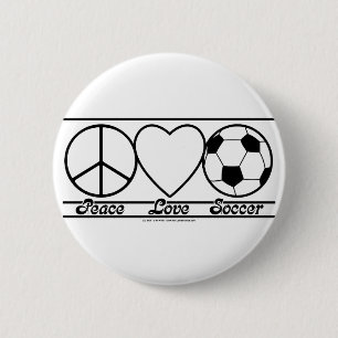 Peace Love and Soccer 6 Cm Round Badge