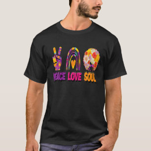 Peace Love And Soul Groovy Hippie Retro Sign Heart T-Shirt