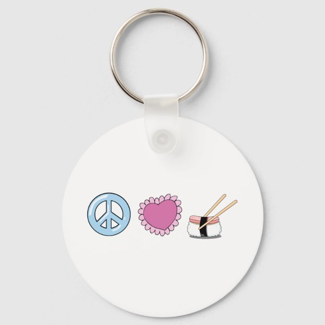 Peace Love and Sushi Key Ring (Front)