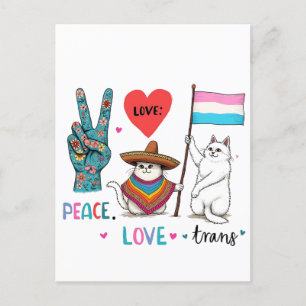 Peace Love and Trans LGBTQ Transgender  Holiday Postcard