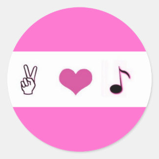 Peace, love, and tunes classic round sticker