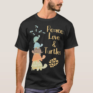 Peace Love and Turtles Cute Turtle and Dragonfly T-Shirt