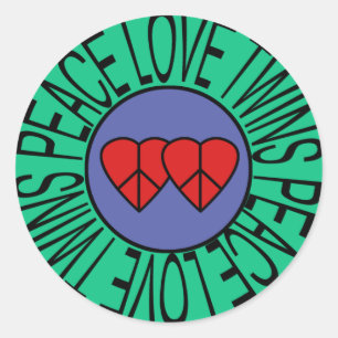 Peace Love and Twins - Circle Classic Round Sticker