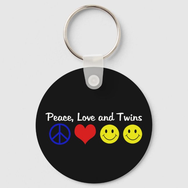 Peace Love and Twins Key Ring (Front)