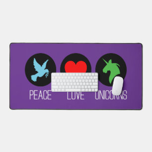 Peace love and unicorns desk mat