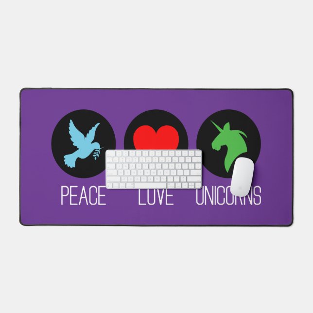 Peace love and unicorns desk mat (Keyboard & Mouse)