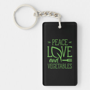 Peace Love And Vegetables Key Ring