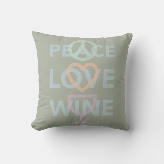 Peace Love and Wine Cushion (Front)