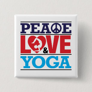 Peace, Love and Yoga Button