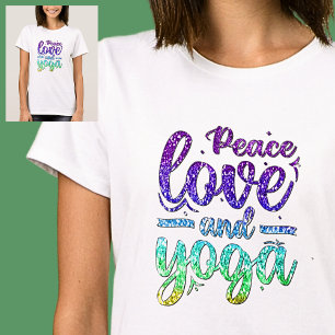 Peace Love and Yoga Pastel Rainbow on White T-Shirt