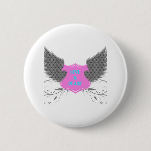 Peace Love Angel Wings Design 6 Cm Round Badge