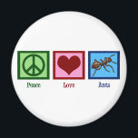 Peace Love Ants Magnet<br><div class="desc">A peace sign,  heart,  and an ant. A great gift for exterminators in pest control.</div>