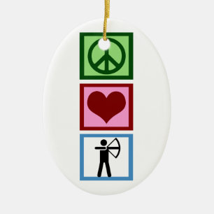 Peace Love Archery Ceramic Tree Decoration