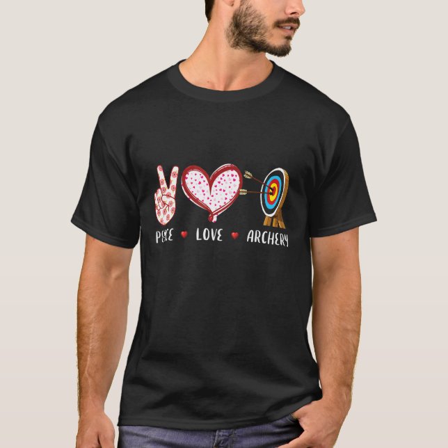 Peace Love Archery Target Men Women Kids Girls Arc T-Shirt (Front)