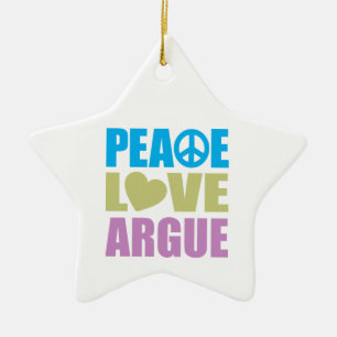 Peace Love Argue Ceramic Tree Decoration