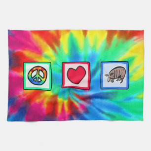 Peace, Love, Armadillos Tea Towel