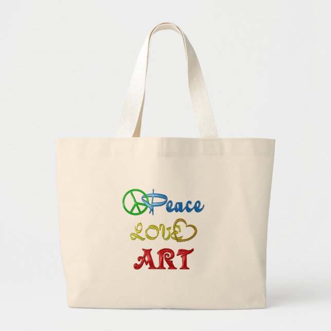 PEACE LOVE ART LARGE TOTE BAG (Front)