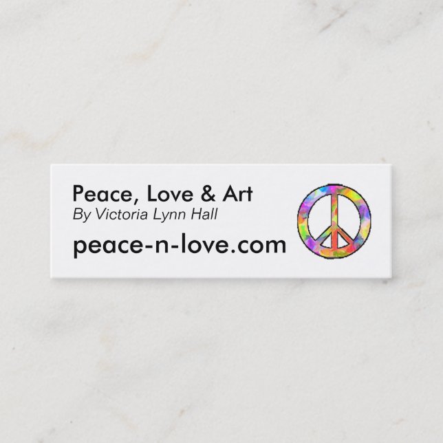 Peace, Love & Art Promotional Mini Business Card (Front)