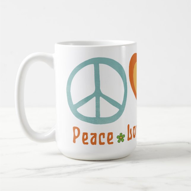 Peace Love Artichokes Vegan Veggie Hippie Foodie Coffee Mug (Left)