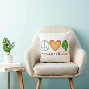Peace Love Artichokes Vegan Veggie Hippie Foodie Cushion
