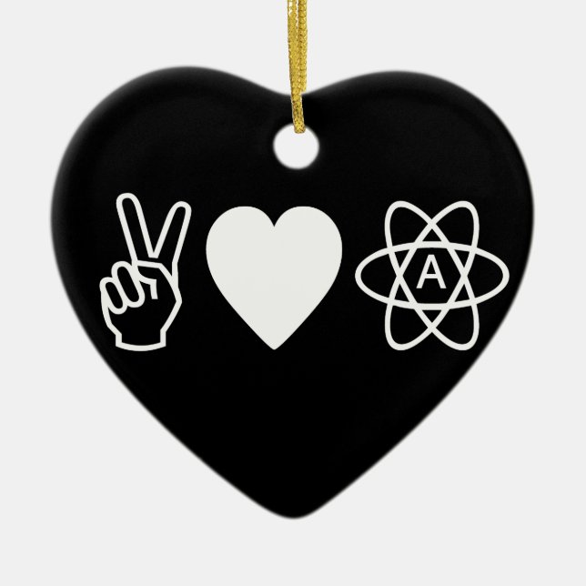 Peace Love Atheism Ceramic Ornament (Front)