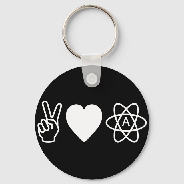 Peace Love Atheism Key Ring (Front)