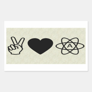 Peace Love Atheism Rectangular Sticker