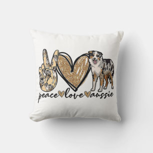 Peace, Love, Aussie, Australian Shepherd Dog, Pets Cushion