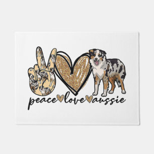Peace, Love, Aussie, Australian Shepherd Dog, Pets Doormat