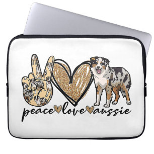 Peace, Love, Aussie, Australian Shepherd Dog, Pets Laptop Sleeve