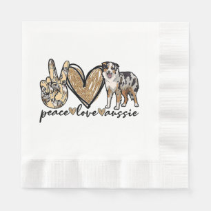 Peace, Love, Aussie, Australian Shepherd Dog, Pets Napkin