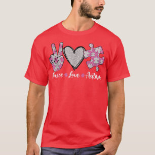 Peace Love Autism Autism Awareness Month Puzzle He T-Shirt
