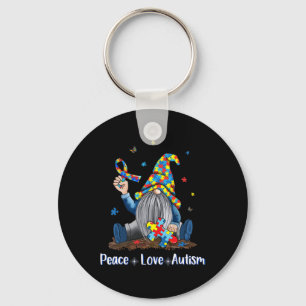 Peace Love Autism Gnome Autism Tie Dye Autism Awar Key Ring
