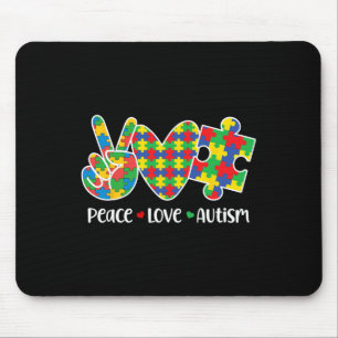 Peace Love Autism In April We Wear Blue Autism Awa Mouse Pad
