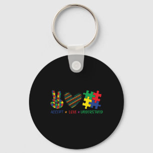 Peace Love Autism In April We Wear Blue For Autism Key Ring