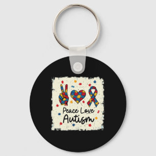 Peace Love Autism In April We Wear Blue For Autism Key Ring