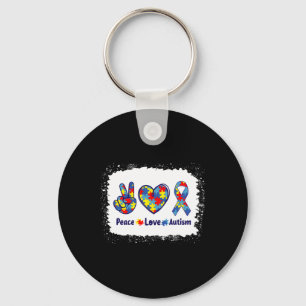 Peace Love Autism In April We Wear Blue For Autism Key Ring