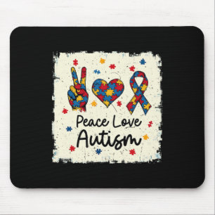 Peace Love Autism In April We Wear Blue For Autism Mouse Pad