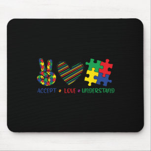 Peace Love Autism In April We Wear Blue For Autism Mouse Pad